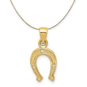 14k Yellow Gold Horse Shoe (9mm) Necklace - 24 Inch